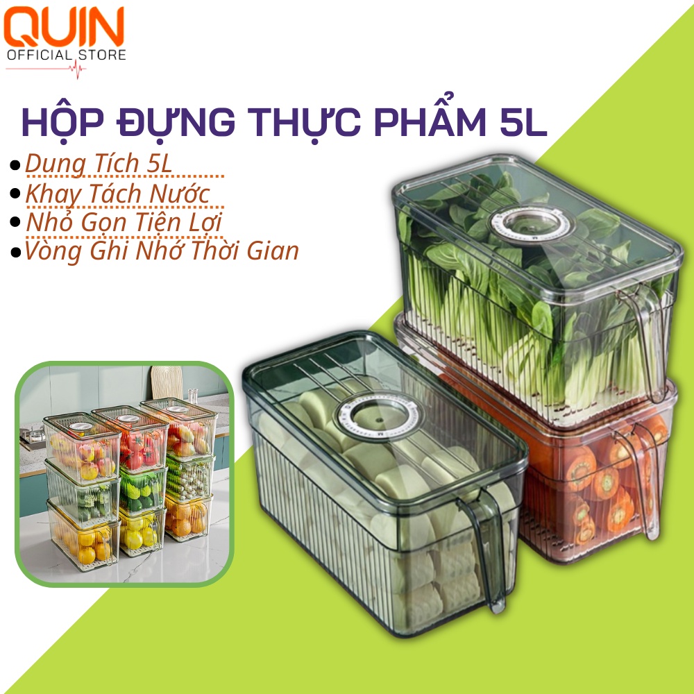 Hộp Đựng Thực Phẩm Tủ Lạnh 3L Tách Nước Có Tay Cầm Tiện Lợi Cao Cấp An Toàn Sức Khỏe