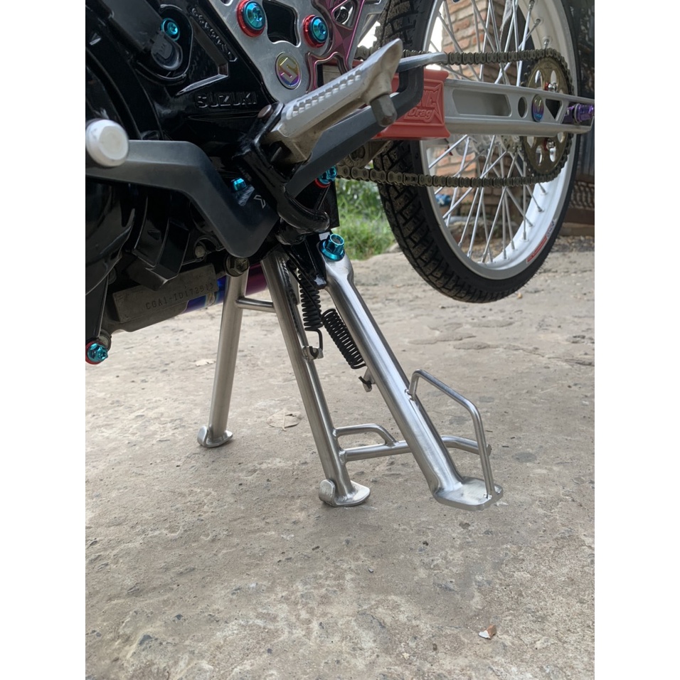 Chân chống nghiêng inox 304 cho các dòng xe Sirius Wave Ex Winner Vario SHVN đã kèm lò xo inox