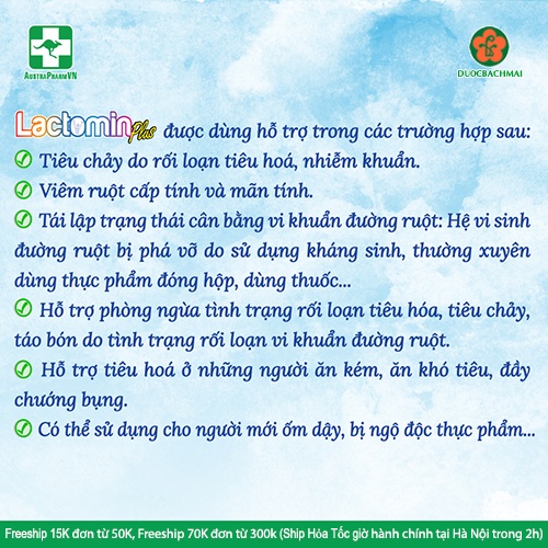 LACTOMIN PLUS - Men vi sinh hết tiêu chảy, táo bón cho bé, rối loạn tiêu hóa, Hộp 30 gói