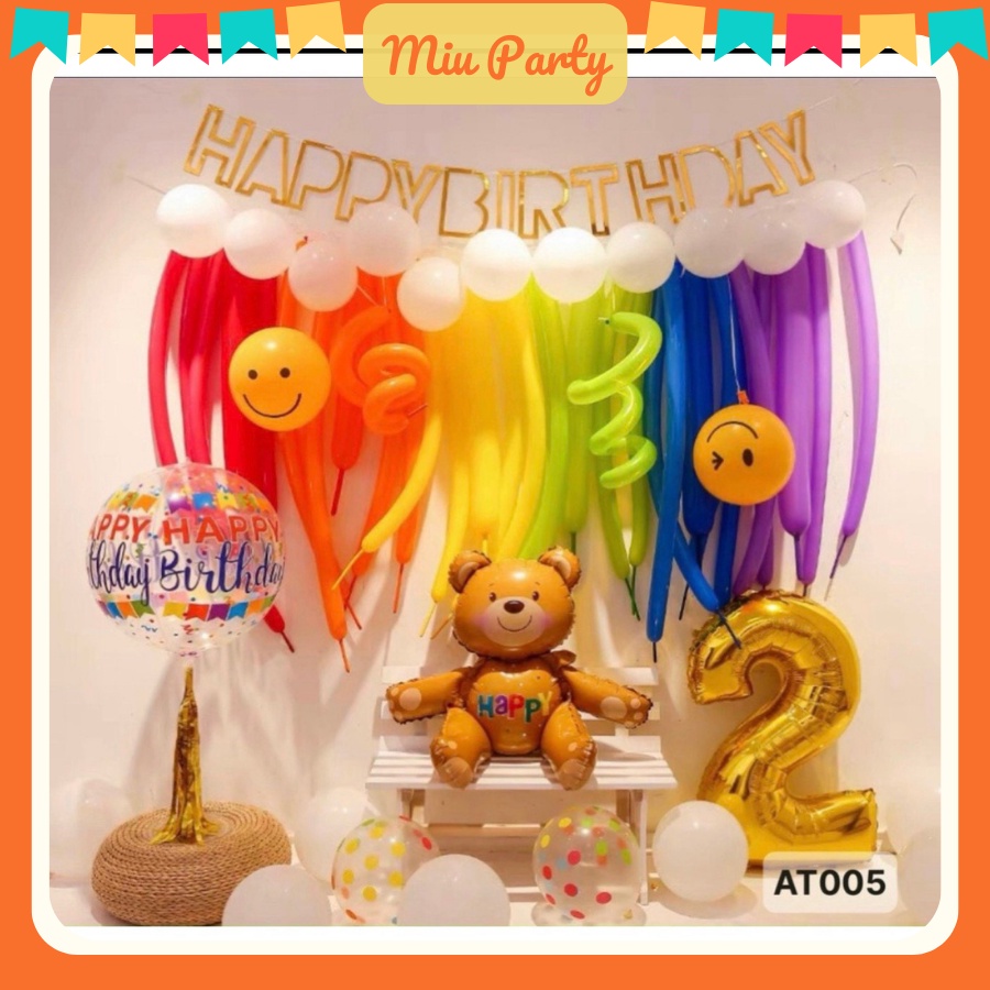 Set Bong Bóng Dài Đủ Màu Trang Trí Sinh Nhật Cho Bé Trai Bé Gái Phong Cách Hàn Quốc - Miu Party