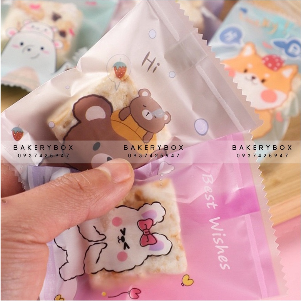 Xấp 100 Túi Hoạt Hình Gói Bánh Quy, Cookie, Kẹo Nougat