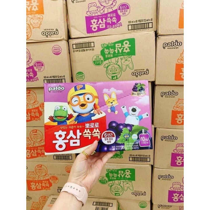 Nước Hồng Sâm Hoa Quả Paldo Pororo Hàn Quốc Túi 100ml