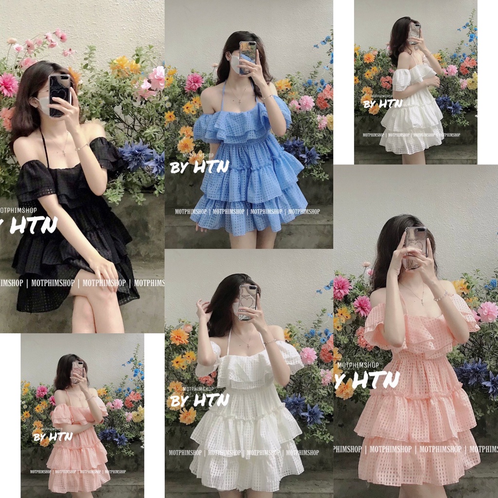 Váy dự tiệc, váy ngắn corra mini dress bigsize Kim Ngân từ 50kg đến 100kg (M/L/XL/XXL) (jum trễ vai,tiểu thư)