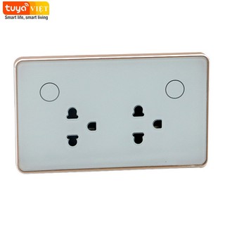 Ổ Cắm Zigbee Tuya,Ổ Cắm Thông Minh Tuya Âm Tường Viền Vàng Chữ Nhật Hẹn Giờ Bật Tắt Điều Khiển Từ Xa Dùng App Tiếng Việt