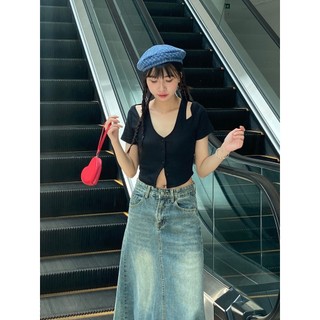 ÁO croptop nữ DOUBLE LAYER TOP chất thun gân tăm co giãn