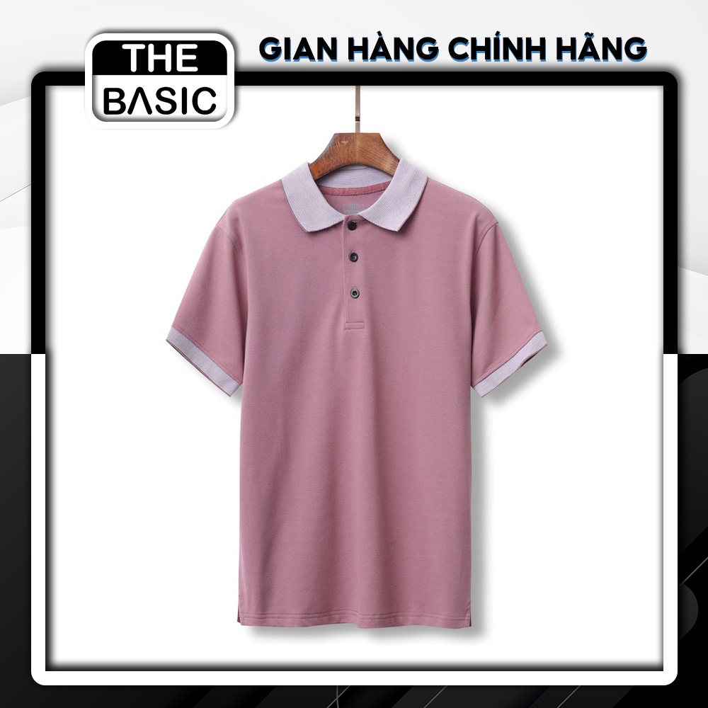 Áo Thun Nam THE BASIC Polo Tím nhạt vải Cá Sấu 65/35 co giãn 4 chiều, bền màu lâu phai - BBTL031
