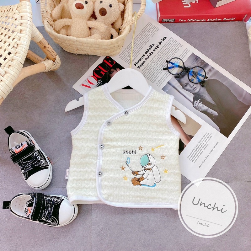 Áo gile unchi vải xốp mềm thêu cho bé yêu