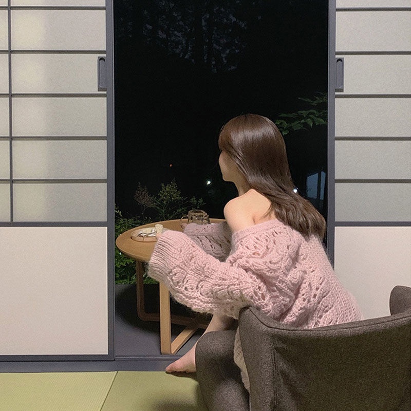 Jiashuchengv Áo Sweater Dáng Rộng Khoét Lỗ Rỗng Phong Cách Xuân Thu Mới Dễ Phối Đồ Cho Nữ