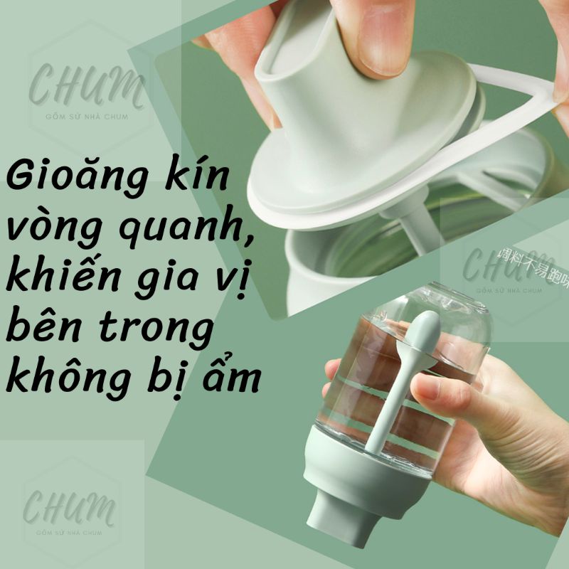 Bình , lọ gia vị dùng trong nhà bếp xanh mint 250ml phong cách hiện đại