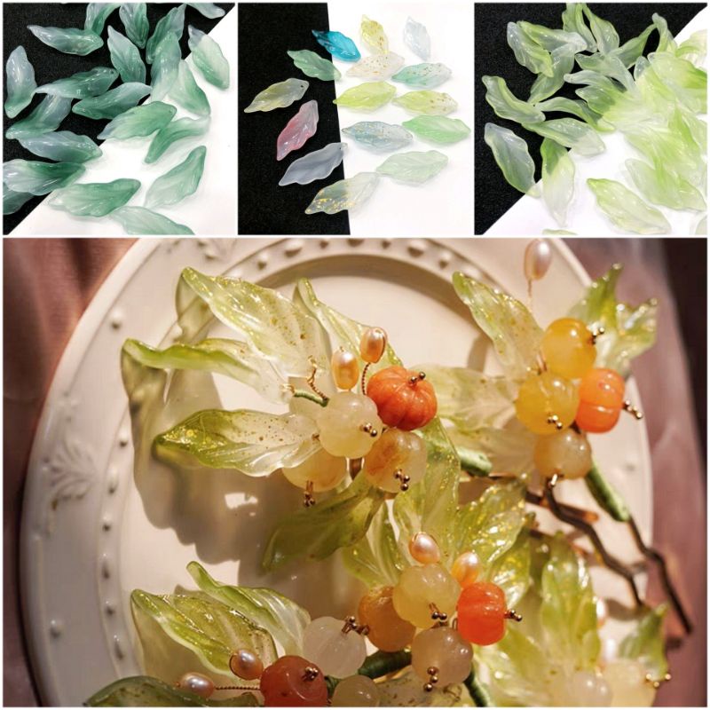 Set 10 chiếc lá 12x34mm - nguyên liệu làm trâm cài tóc cổ trang, bông tai thủ công handmade DIY