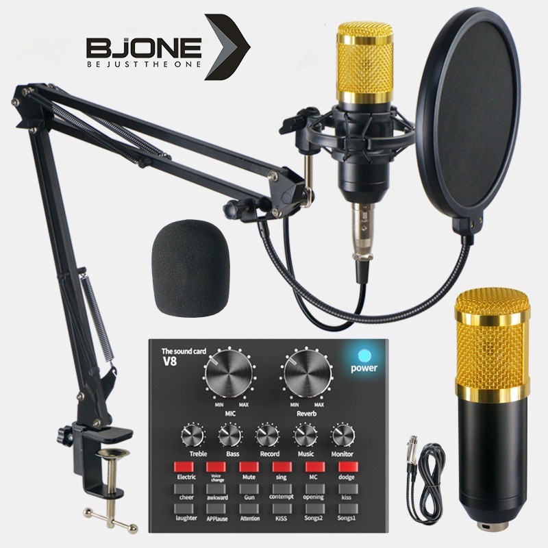 Combo thiết bị âm thanh BJONE BM800 E300 micro hát karaoke ngoài V8