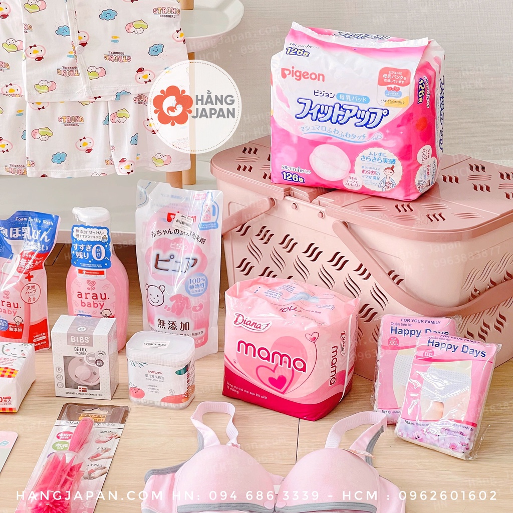 Combo đi sinh bé gái màu HỒNG cho mẹ và bé