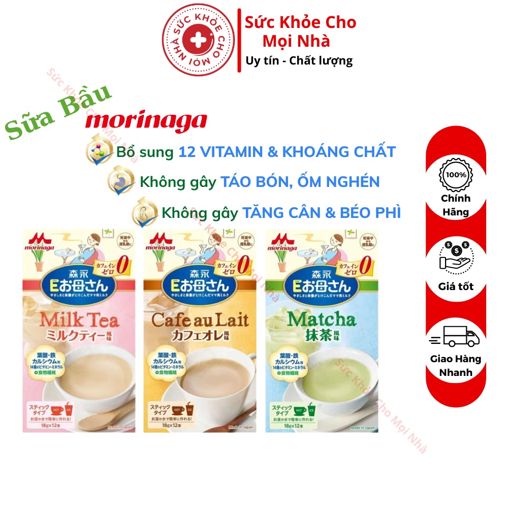 Sữa bầu Morinaga Nhật Bản giúp bổ sung vitamin và khoáng chất không gây táo bón tăng cân cho mẹ bầu 3 vị