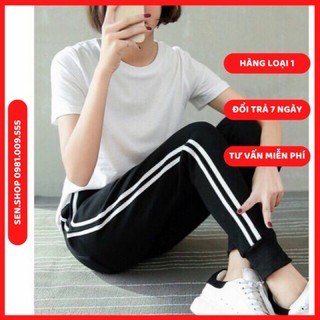 Quần jogger umi hàn, quần jogger dáng thể thao phối 2 sọc