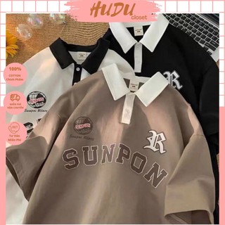 Áo thun có cổ , áo polo tay lỡ form rộng - sunpon