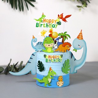 Phụ kiện trang trí bánh kem 1 combo gồm 2 sét khủng long lớn và em bé khủng long