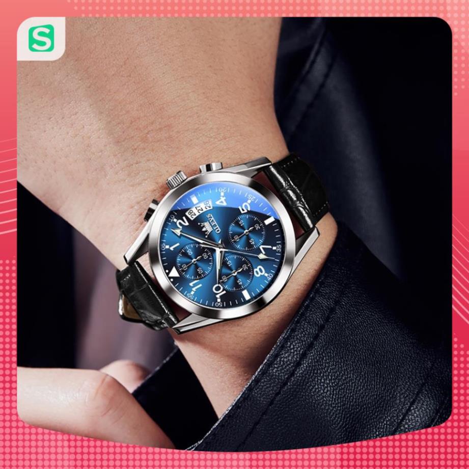 Đồng hồ nam chính hãng OLEVS 2878 dây da bò  chống vô nước sâu  hiệu ứng phát sáng