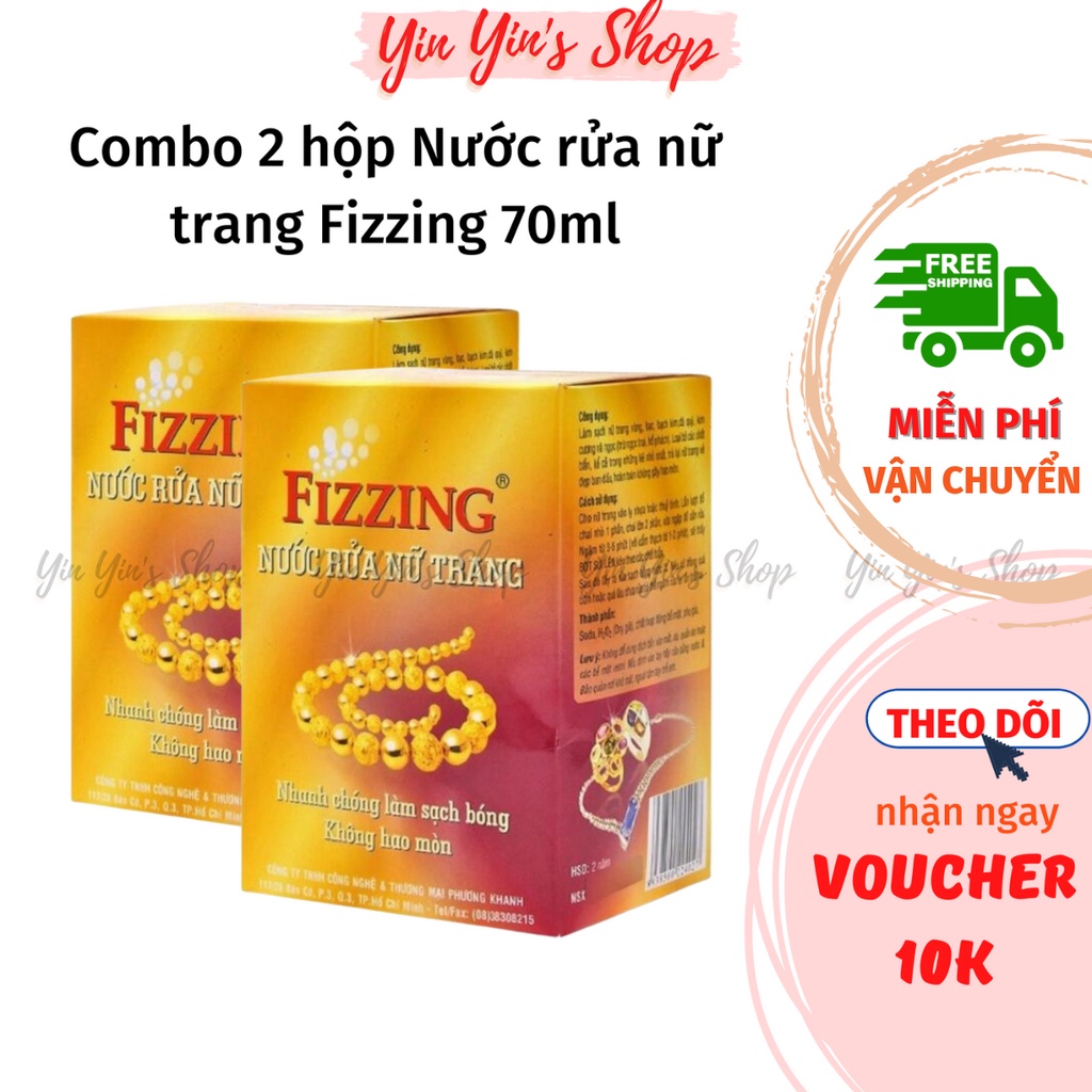 【COMBO 2 HỘP】Nước rửa nữ trang, nước rửa trang sức vàng bạc Fizzing dung tích 70ml nhanh chóng làm sạch và làm sáng vàng