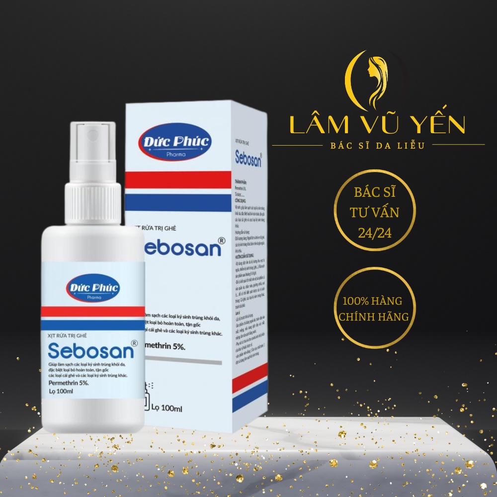 Xịt Sebosan 100 ml chai xịt cho da bị ghẻ và ký sinh trùng- Dr.Lâm Vũ Yến