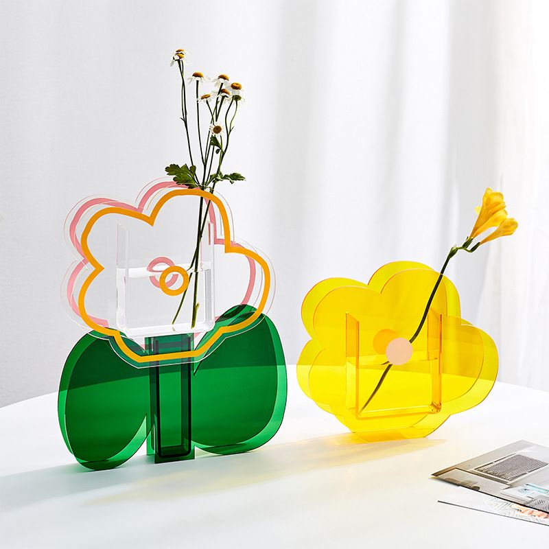 SẴN Bình cắm hoa bằng nhựa Acrylic hình Bông Hoa siêu Cute trang trí Decor nhà phong cách độc lạ nổi bật