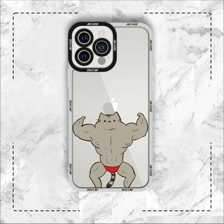 Ốp lưng iphone samsung xiaomi oppo cạnh vuông JMCase Pusheen Cơ Bắp Cute