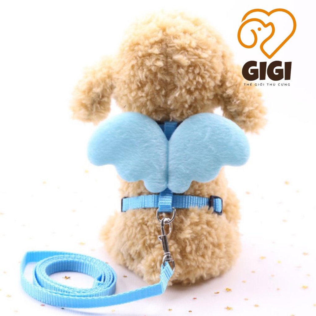 Áo yếm cánh thiên thần kèm dây dắt thú cưng đồ phụ kiện cho chó mèo dùng khi đi dạo ngoài trời - GiGi Pet Shop