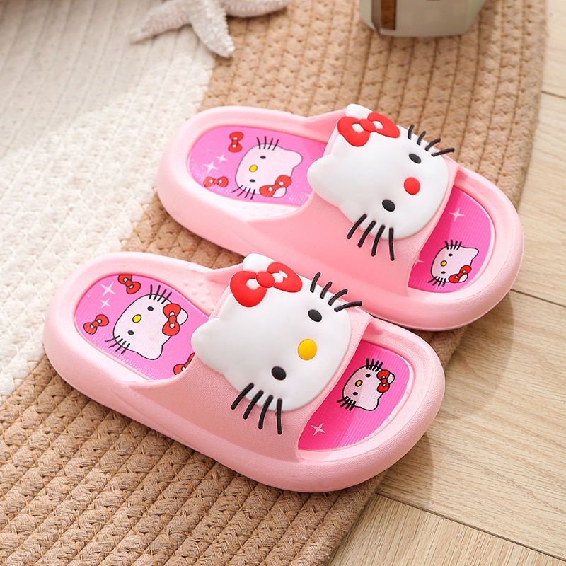 Dép Đi Trong Nhà Mềm Mại Chống Trượt Hình Mèo Kitty Dễ Thương Cho Bé Gái