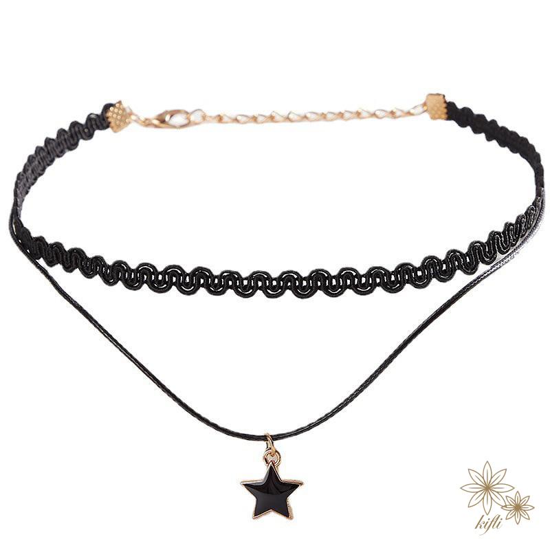 Vòng Cổ choker Hai Lớp Mặt Tam Giác Cho Nữ