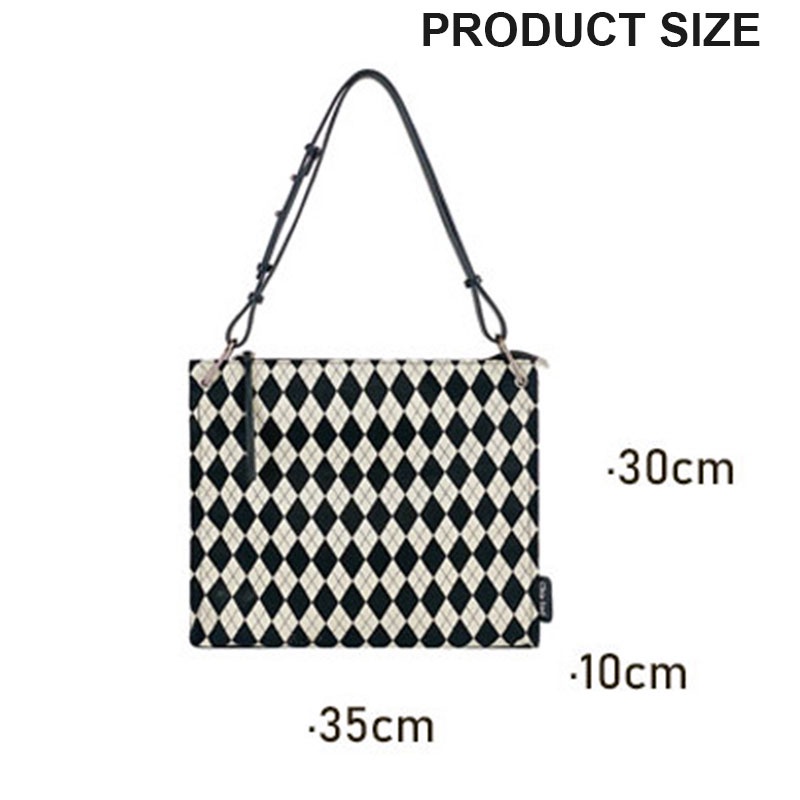 Menas Túi Xách canvas Sức Chứa Lớn Họa Tiết Hình Thoi Thời Trang Cho Nữ