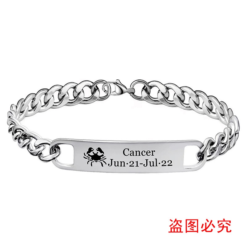 Vòng Tay Thép Titan Không Gỉ Khắc Chữ 12 Cung Hoàng Đạo