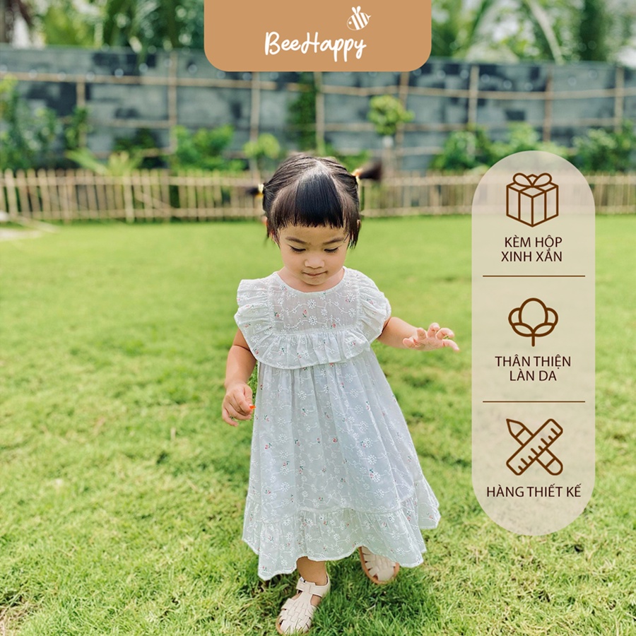 Đầm bé gái ⚡ VẢI CAO CẤP ⚡ Váy BEEHAPPY chất liệu xô thêu hoa cho bé gái