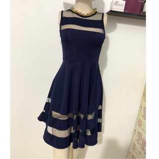 Đầm xanh coban phối lưới size M,thanh lý.