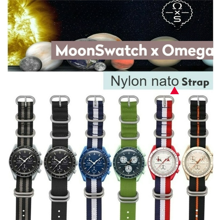 Dây Đeo Thay Thế 20mm ZULU NATO Bằng Nylon Có Khóa Kim Loại Cho Đồng Hồ Thể Thao Omega MoonSwatch