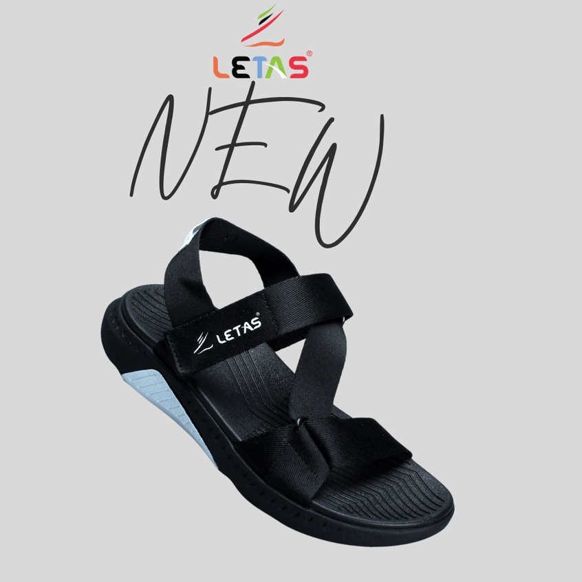 Xăng đan Unisex quai chéo Letas F7 đen full