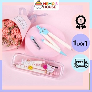 Compa học sinh, compa chì kim kèm ruột chì nhỏ gọn dễ thương HB-930-01