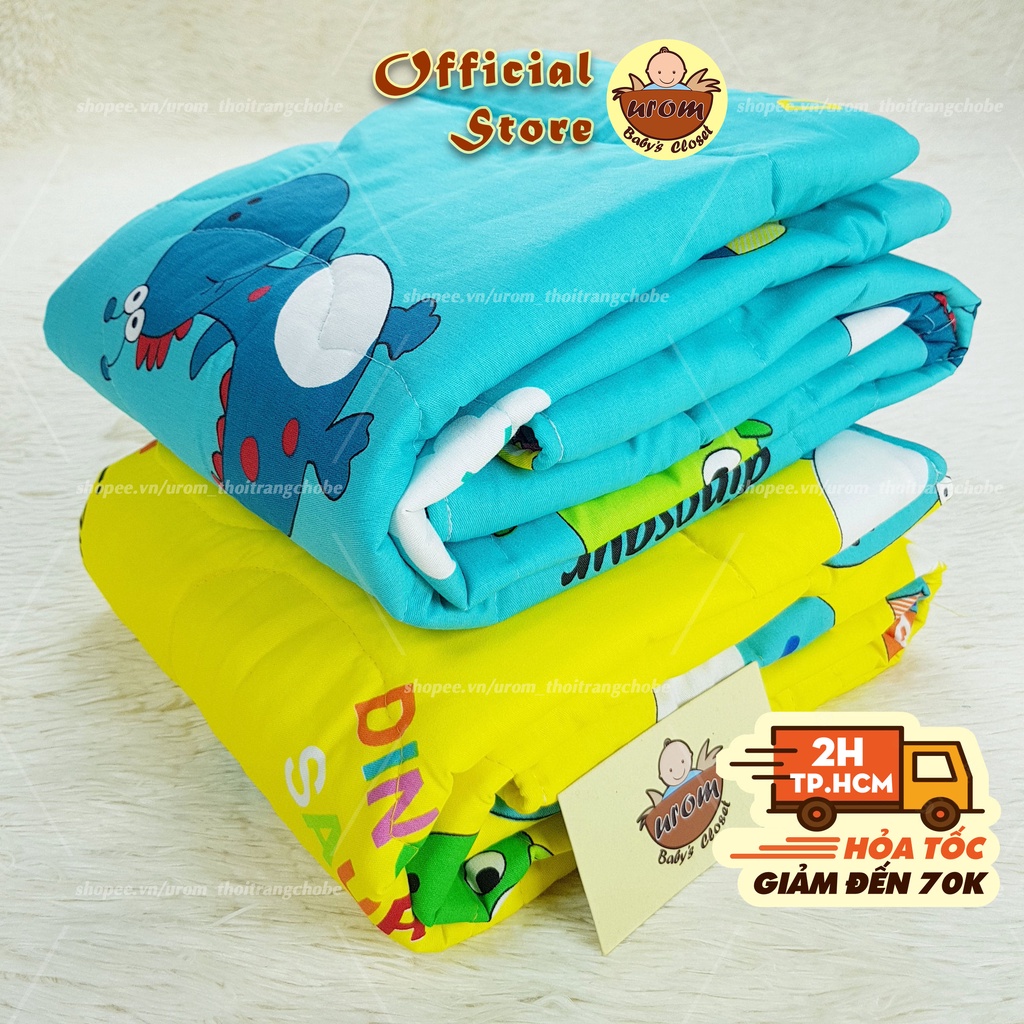 Chăn mền chần bông gòn Microfiber cho bé đắp hè thu 75x95cm vải Cotton Thắng Lợi mềm mát họa tiết hoạt hình trẻ em