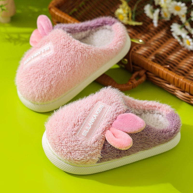 Dép Bông Mềm Mịn Đi Trong Nhà Hình Tai Thỏ Dành Cho Các Bé - Mẫu 01