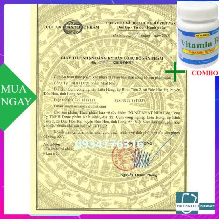 Combo Vitamin B1 chai 100 viên+ Tố Nữ Nhất Nhất hộp 30 Viên