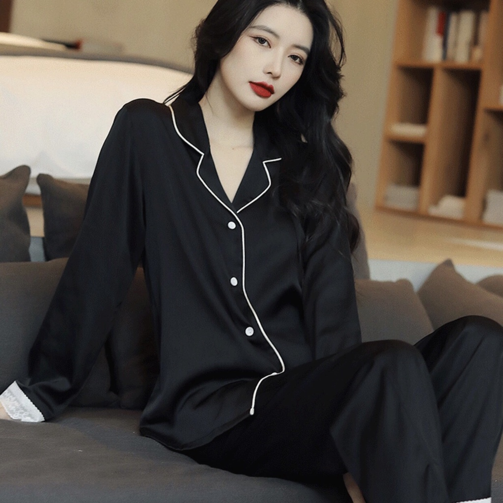 Bộ Đồ Ngủ Pijama Lụa DEAR MYDARLING Dài Tay Cao Cấp - M05