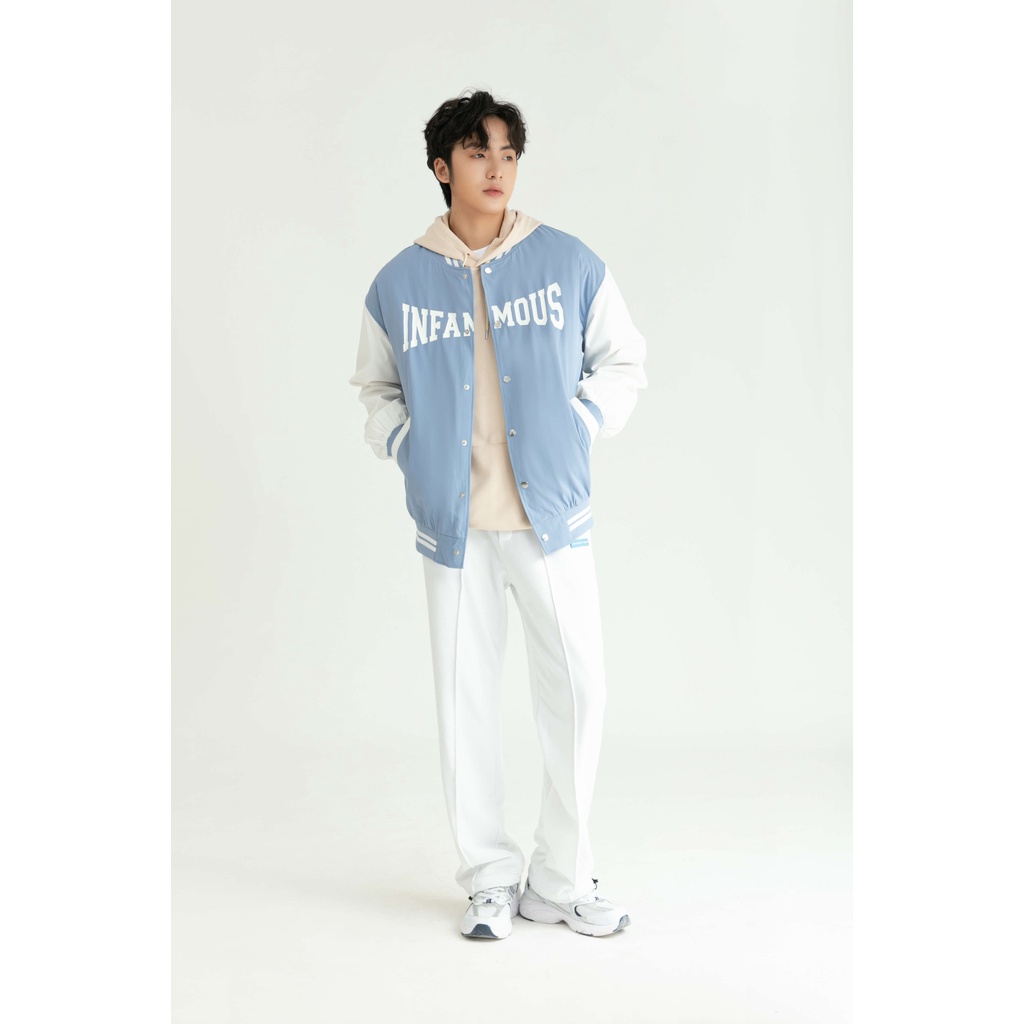 Áo Khoác Bomber Varsity Nam MANDO Vải Gió Phối Tay Form Rộng Phong Cách Unisex Thời Trang Hàn Quốc BOB010