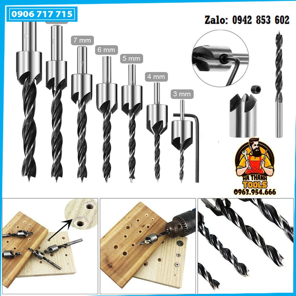 Bộ 7 mũi khoan âm vít gỗ 2 tầng 3mm đến 10mm