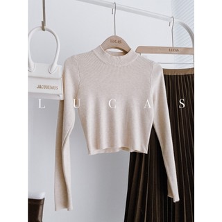 Áo len tăm be cổ lọ 3p dáng croptop body
