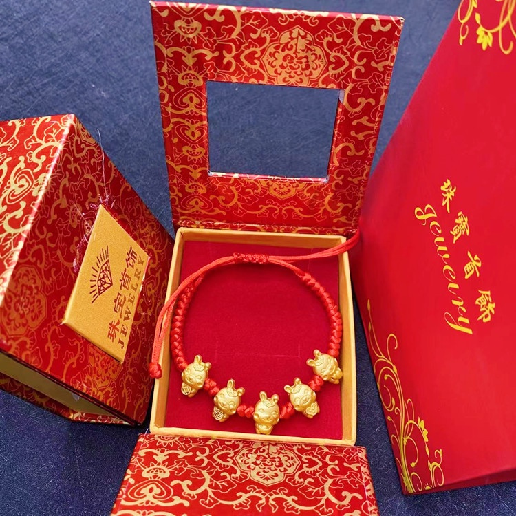 Vòng Tay Dây Đỏ May Mắn Mặt Hình Thỏ May Mắn Phong Cách Trung Hoa Làm Quà Tặng Năm Mới