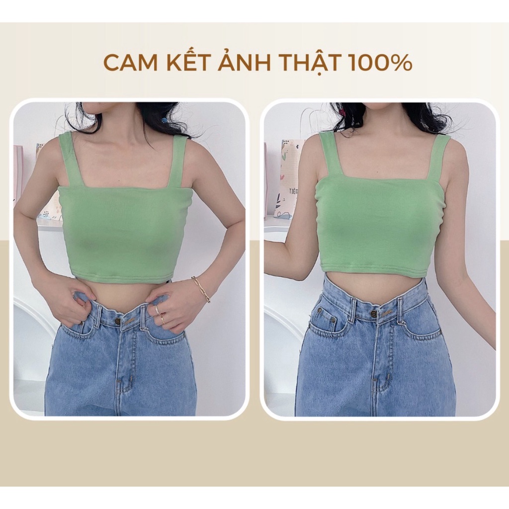 Áo 2 Dây Bản To Có Mút Ngực Áo Croptop Hai Dây Nữ Gem Boutique Chất Cotton 2 Lớp Co Dãn Dày Dặn CROPTOP