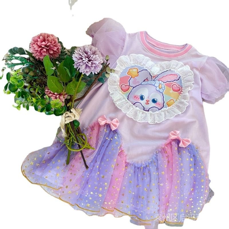 Đầm Thun Cotton In Họa Tiết Hoạt Hình Màu Gradient Thời Trang Mùa Hè 2022 Cho Bé Gái