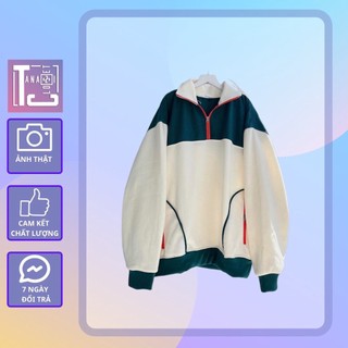 Áo sweater tay dài form rộng sọc cổ lọ