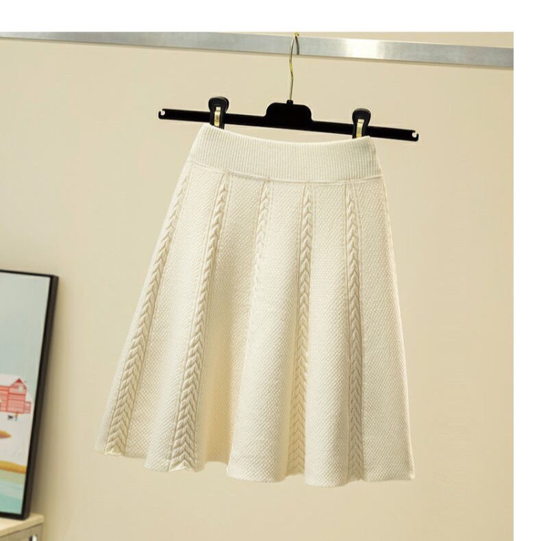 Chân Váy Chữ A Dệt kim Len Nhung Len Váy Xòe Ngắn Dáng Rộng Dày Lưng Cao Thiết Kế Mới Mùa Thu Đông 1
