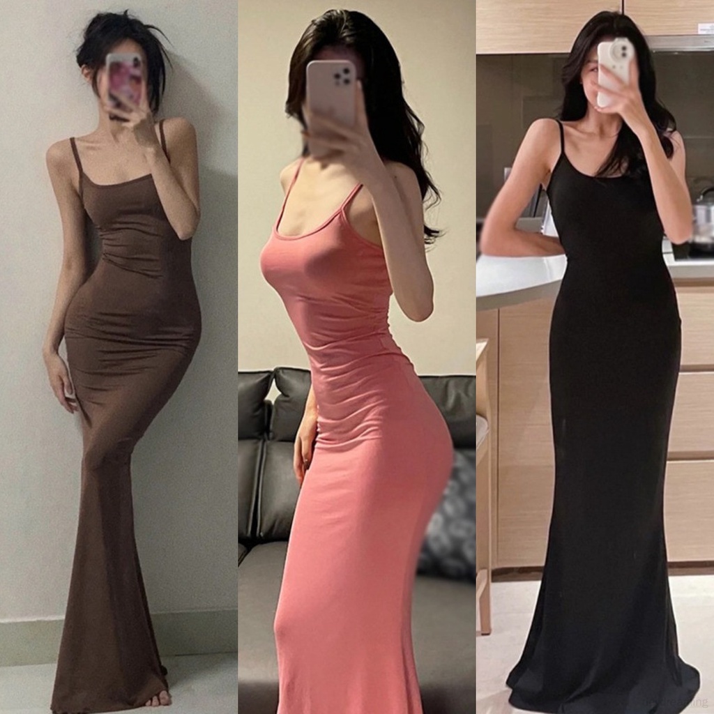 Đầm Hai Dây Dáng Dài Màu Sắc Thời Trang Quyến Rũ Cho Nữ