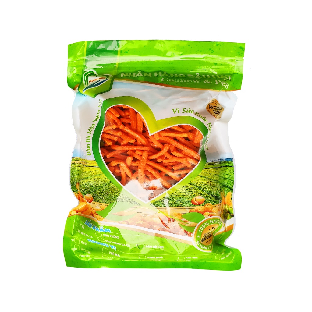 Combo 2 Túi 2 Vị: Hà Lan Rang Muối 500GR và Bim Bim Que & Đậu Hà Lan 335GR Tâm Đức Thiện đồ ăn vặt