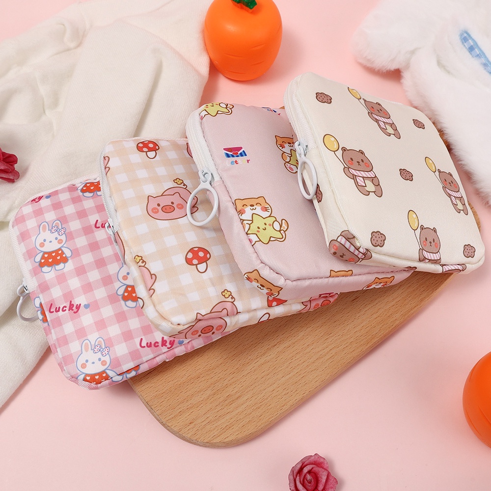 Túi Đựng Mỹ Phẩm / Tiền Xu / Khăn Ăn Cỡ Lớn Họa Tiết Hoạt Hình Phong Cách Hàn Quốc Tiện Dụng Mang Theo Du Lịch